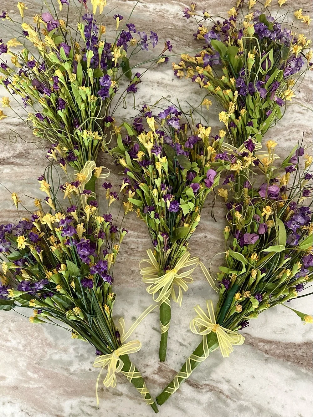 Wildflower Bouquet - Purple & Yellow Faux Floral Arrangement